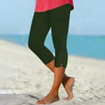 thumbnail image 2 of QATAINLAV Capri Leggings for Women Tummy Control Knee Length Cropped Bottom Summer Stretch High Waist Workout Yoga Capris 2024 Solid Color Legging Pants Best Sales Today Army Green XL, 2 of 6