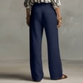 thumbnail image 5 of Levmjia Women Wide Leg Cotton Linen Pants High Waisted Elastic Waist Summer Casual Pure Color Loose Fit Breathable Lightweight Comfortable Pants For Women With Side Pockets, 5 of 6