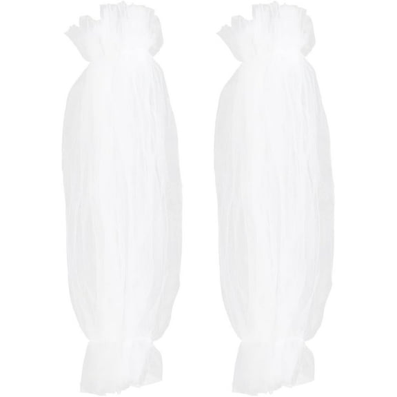 2 Pairs Removable Puff Sleeves White Tulle Bridal Sleeve Detachable Long Tulle Puff Sleeves Costume Accessory for Wedding Dress Bridal Evening Party Women Ladies 18.5 x 5.6 inch White