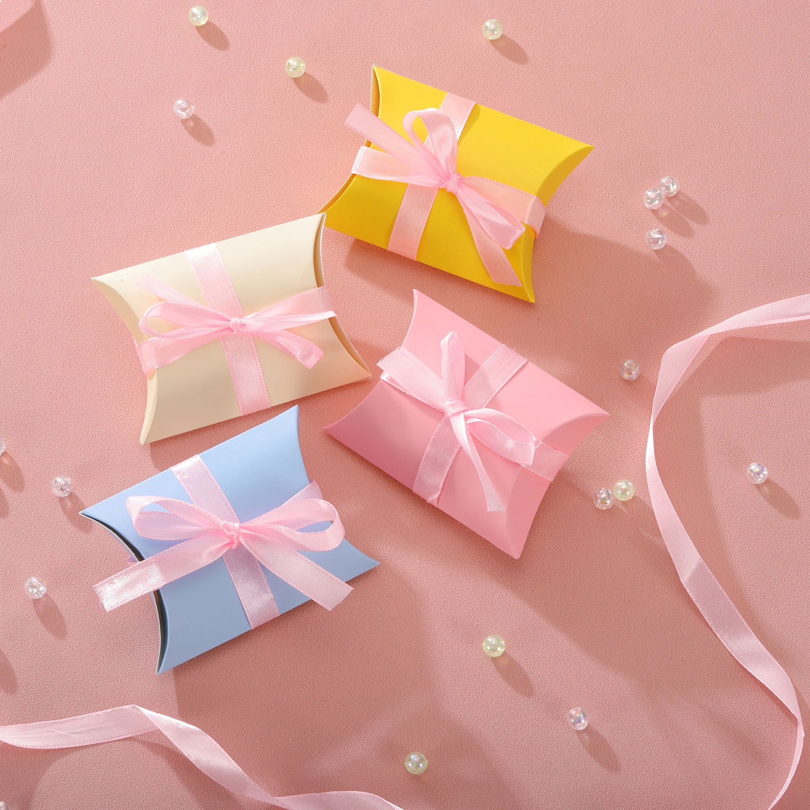 Unique Bargains Simple Gift Boxes with Ribbons Presents Paper Candy Favor Boxes Purple