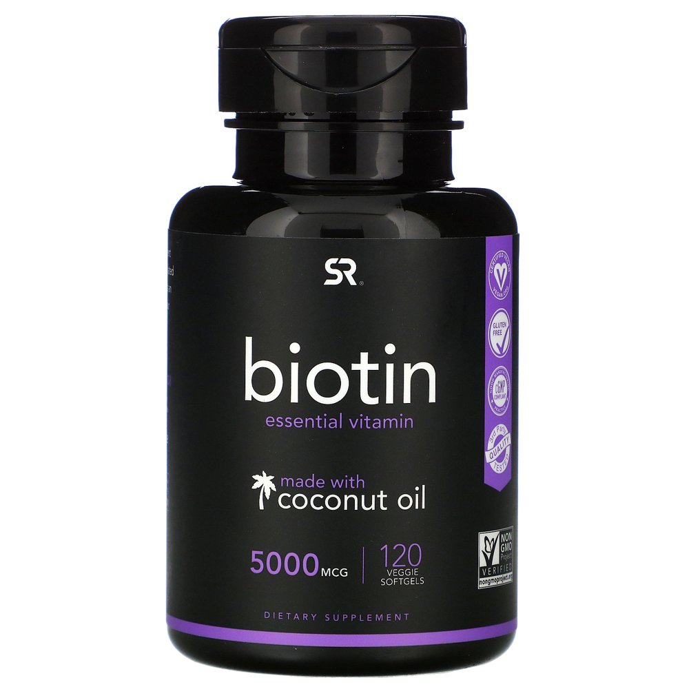 Sports Research Biotin with Coconut Oil, 5,000 mcg, 120 Veggie Softgels
