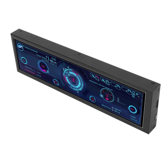 Computer Temp Monitor, 1920x480 60Hz PC Sensor Panel Display 8.8in IPS Adjustable Brightness For Desktop