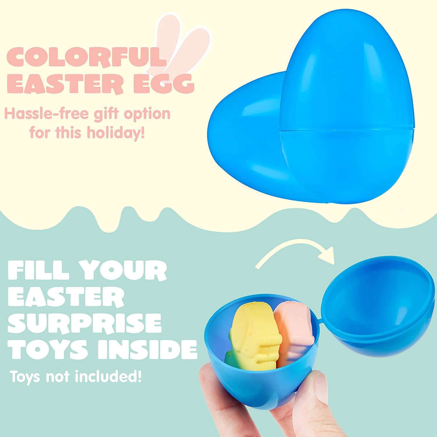 ANHXN  Easter Eggs, Fillable Plastic Eggs Empty Colorful Bright Eggshells with Hinge for Easter Hunt,Party Favor, Basket Stuffers, Classroom Prize Supplies.Different quantities to choose from