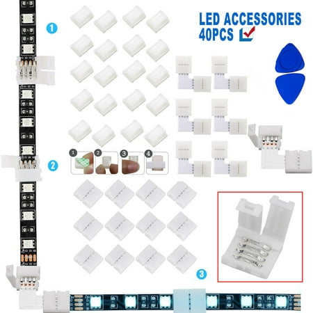

Alueeu LED Strip Connector RGB Light 40PC KitLED Multicolor Connectors Set 12V-24V For SMD 5050