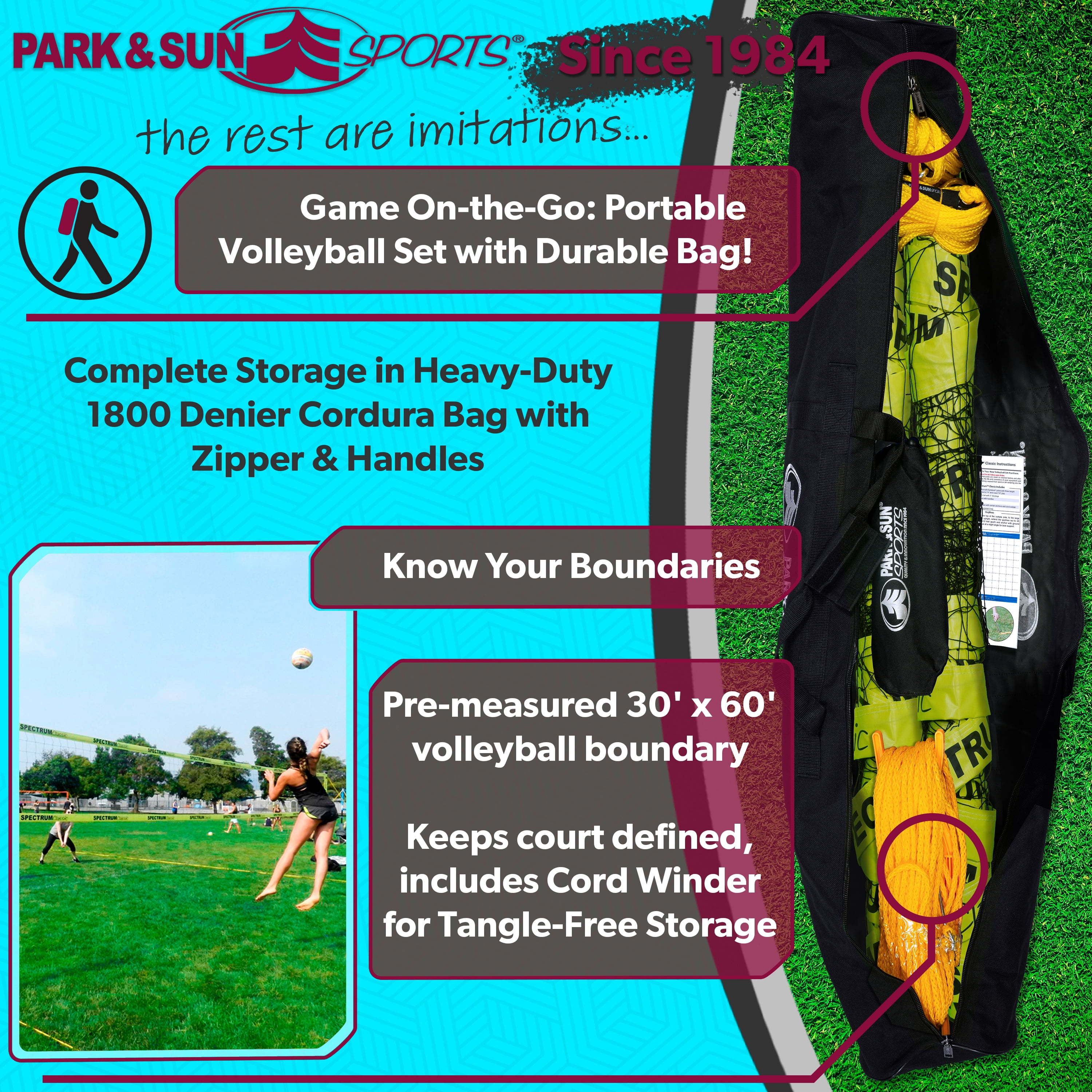 Park & Sun Spectrum Classic Volleyball Net – Professional Adjustable Outdoor Set for Beach, Grass, Backyard
