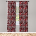 thumbnail image 3 of Ambesonne Mandala Curtains, Oriental Flower Mosaic Art, Pair of 28"x84", Orange White Black, 3 of 5