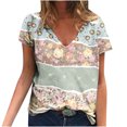 thumbnail image 2 of Hauts d'Été Grande Taille pour Femmes Blouse Imprimée d'Été T-Shirts Décontractés Col en V Manches Courtes T-Shirts Col en V Femmes en Liquidation, 2 of 5