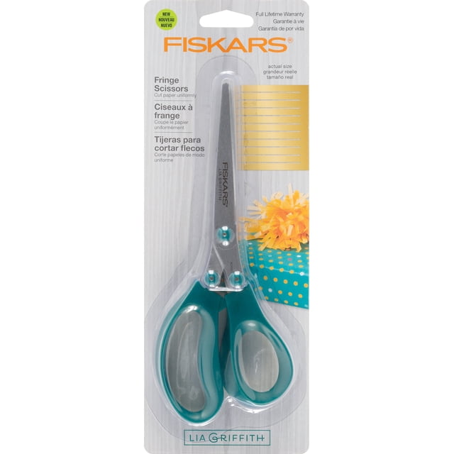 Tijeras con flecos Fiskars Lia Griffith color verde azulado