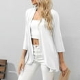 thumbnail image 5 of IROINNID Cardigan Outfits for Women 3/4 Sleeve Comfortable Solid Color Cardigan Top Blouse,White, 5 of 9