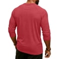 thumbnail image 5 of Resicozy 3/4 Sleeve Shirt Men Summer Solid Color Henley Neck Baseball T-Shirts Casual Loose Fit Tees T-Shirt Red S, 5 of 7