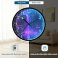 thumbnail image 5 of Voice Activated Clock with Glow Light 12 Inch Large Silent Wall Clock Battery Operated for Home Decor Purple Neon Waterfall, 5 of 8