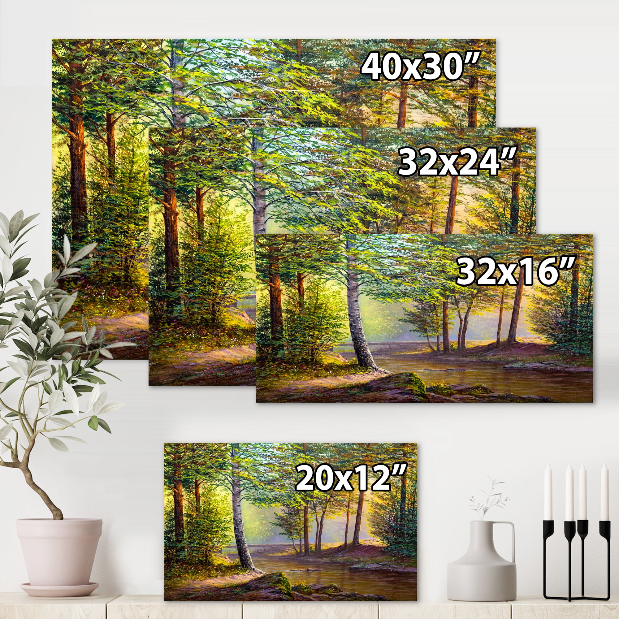 Designart ' Sunrise Glow Through The Awakening Fir Forest ' Traditional Canvas Wall Art Print