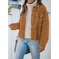 thumbnail image 5 of Asyoly Womens Corduroy Shacket Jacket Button Down Long Sleeve Solid Color Casual Keep Warm Coats Outwear With Pockets, 5 of 7