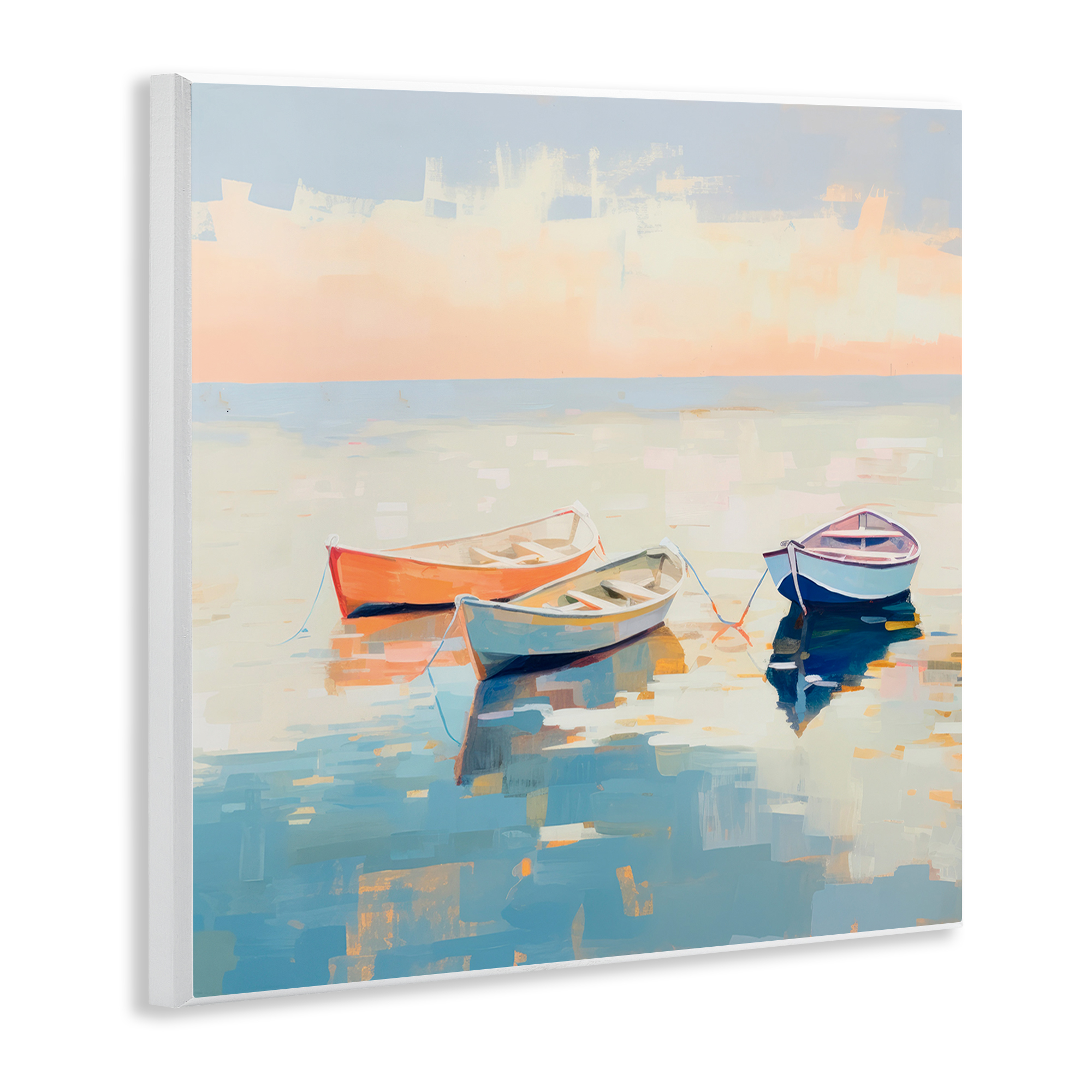 Stupell Industries Soft Pastel Boats Transportation Painting Unframed Art Print Wall Art, 12 x 12