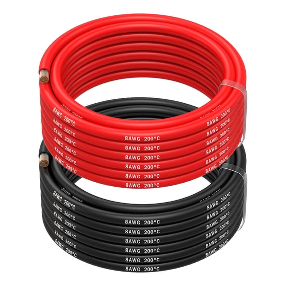 8 Gauge Wire by MMOBIEL 8 AWG Silicone Cable Red Black 16.4ft
