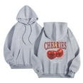 thumbnail image 5 of Puliio Women's Cherry Graphic Hoodies Cute Printing Full Sleeve Plus Size Hoody Sweatshirts Loose Casual Pullover Top Outdoor Hooded Jackets For Womens, 5 of 6