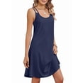 thumbnail image 3 of Women's Cover Up Dresses Eyelet Loose Sleeveless Sundresses Tank Dress for Summer Casual Navy Blue XXL, 3 of 10