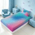 thumbnail image 5 of Homewish Glitter Stars Twin Sheets for Girls, Rainbow Galaxy Bedding, Blue Pink, 3-Piece (1 Flat Sheet, 1 Fitted Sheet and 1 Pillowcase), 5 of 6