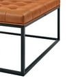 thumbnail image 5 of Partner Furniture Square Faux Leather Tufted Cocktail Ottoman in Orange Brown, 5 of 7