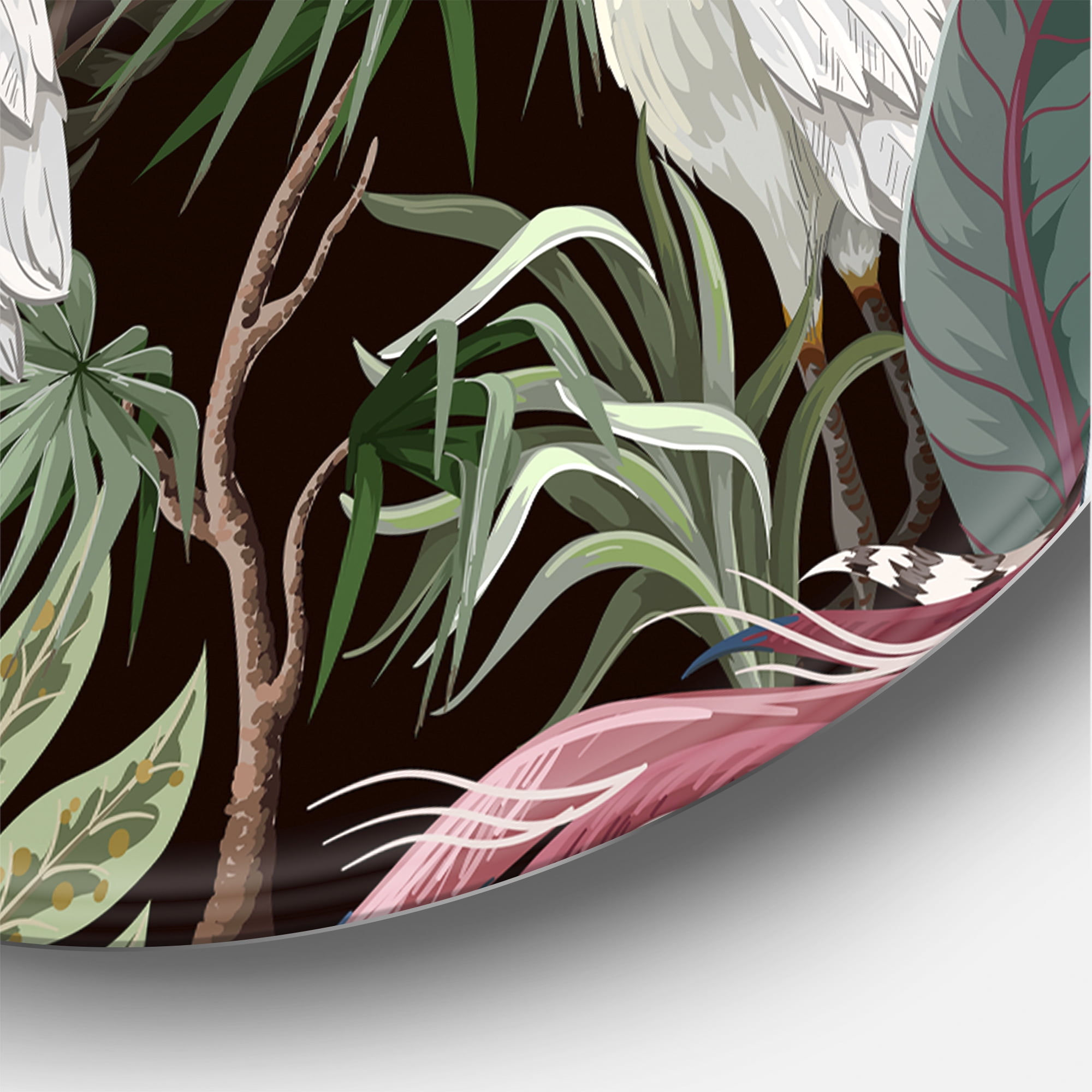 Designart 'Chinoiserie With Peonies and Birds III' Traditional Circle Metal Wall Art 23x23 - Disc of 23