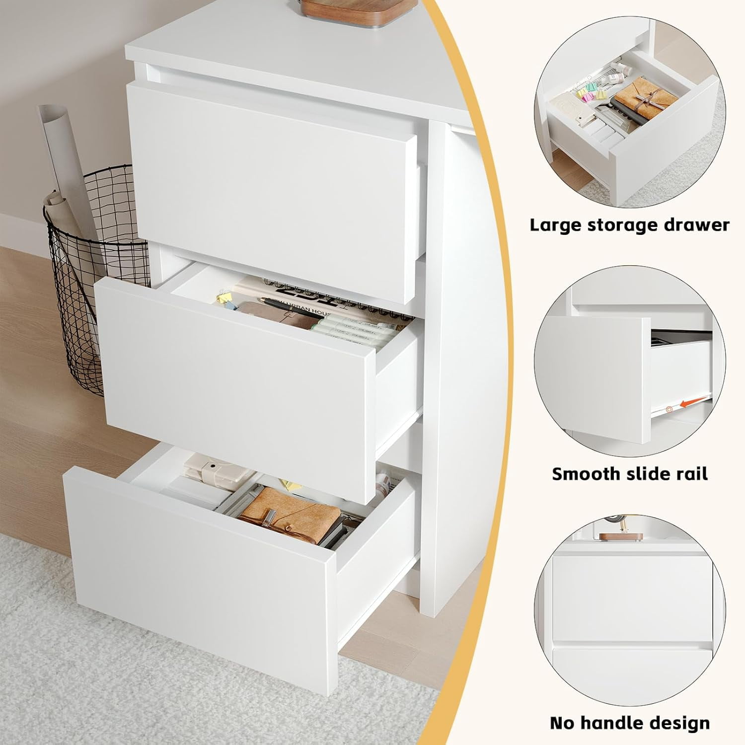 DreamCurship Computer Desk with Hutch, Home Office Desk with Drawers and Shelves, Wood Writing Study Desk, White