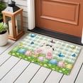 thumbnail image 5 of Rectangle Area Rug 2x3ft, Spring Easter Rabbit Butt Egg Butterfly Non-Shedding Washable Area Rug, Plant on Green White Check Non Slip Low-Profile Rugs for Living Room, Bedroom Dining Room, 5 of 9