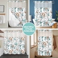 thumbnail image 5 of No Hook Shower Curtain with Snap in Liner, Abstract Aqua Brown Leaves Waterproof Bath Curtain Double Layers with See Through Top Window, Watercolor Spring Foliage Leaf Hotel Shower Curtains 36x72in, 5 of 9