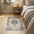 thumbnail image 3 of ODIKA Abstract Vintage Distressed Border Faded Interlocking Motifs for Hallway, Study Room, Playroom, Non-Slip Low Profile, 3 of 7