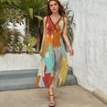 thumbnail image 3 of Multi-Color Leaves Dress Summer Street Style Bohemia Long Dresses Female Sleeveless Printed Maxi Dress, 3 of 9