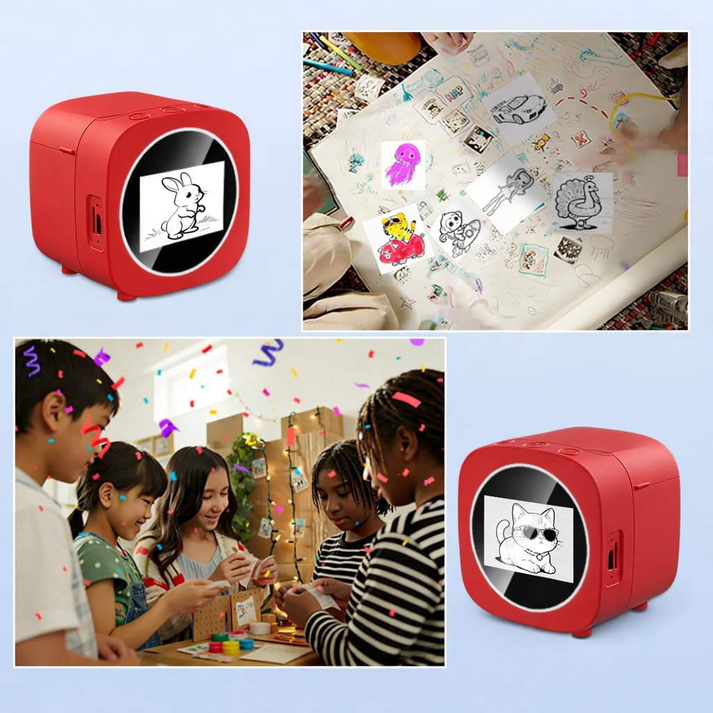 Smart Voice Sticker Printer with Screen, Portable Inkless Thermal Label Maker, Mini Rechargeable DIY Sticker Machine for Home, School & Office, Students, Teachers & Creative Users
