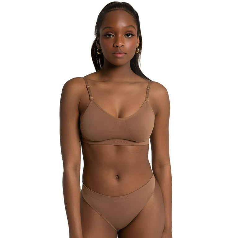 Women's Capezio Nude Seamless Clear Back Bra XL