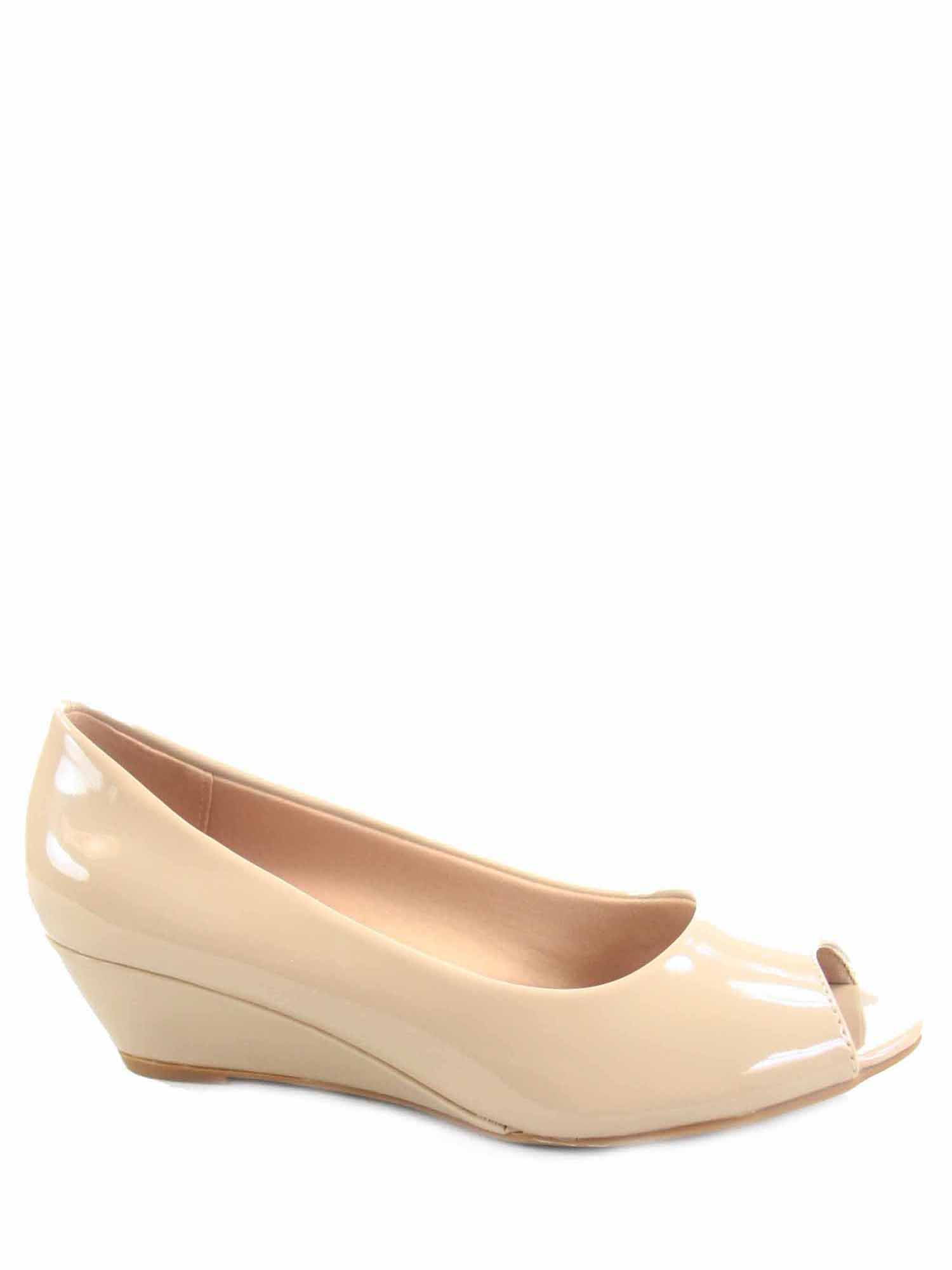 peep toe low wedge