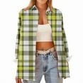thumbnail image 3 of TKLPEHG Women's Button Down Plaid Shirts Loose Long Sleeve Lapel Shirts Trendy Business Casual Going Out Checkered Tops (Multicolor,XXL), 3 of 5