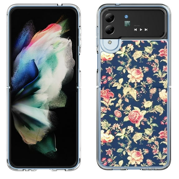Shockproof Bumper Phone Case for Samsung Galaxy Z Flip 4 5G, by OneToughShield ® - Floral Garden