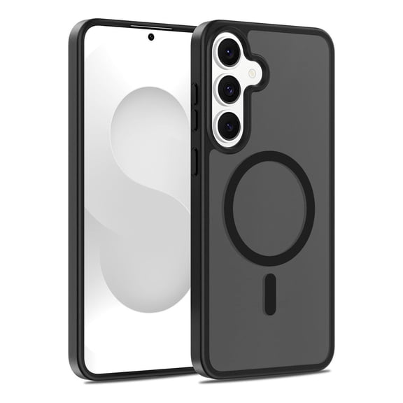 Rosebono Compatible With Samsung Galaxy S25 FE Case, Magnetic Translucent Matte Hybrid Gradient Transparent Soft TPU Clear Skin Cover Protection Case (Black)