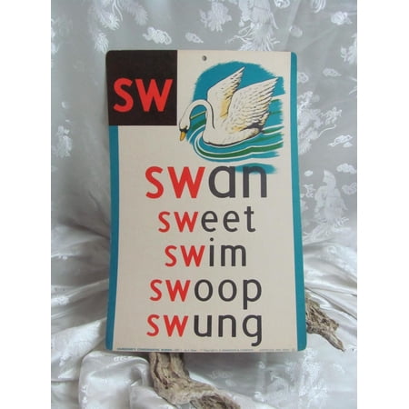 Swan Vintage Flash Card Wall Art Print, Unframed Paper Poster 8x10in