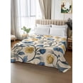 thumbnail image 2 of Vintage Blue Yellow King Size Flat Sheet, Wrinkleproof & Fadeproof Cooling Flat Bed Sheet Only, Spring Enchanted Garden Florals Breathable Soft Bedding Top Sheets 105 x 98 Inches, 2 of 8