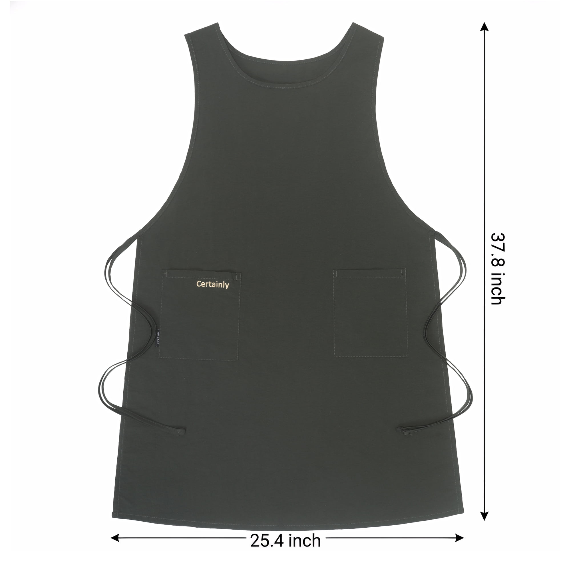 Unique Bargains Women's Kitchen Apron Cooking Apron with Pockets 25.4x37.8in Pine Green