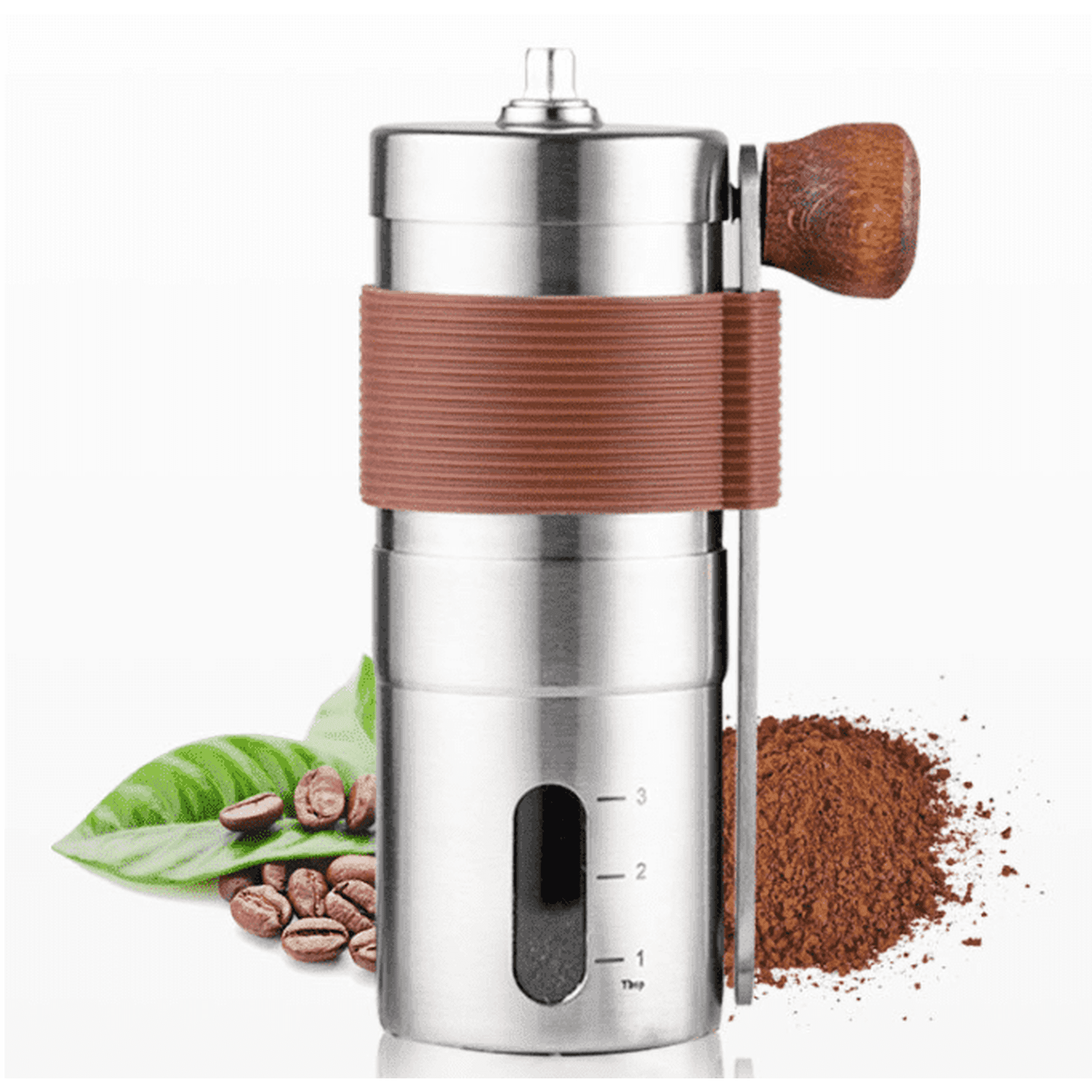 Manual Coffee Grinder with Conical Burr - Adjustable Stainless Steel Hand Crank Grinder for French Press, Espresso, Travel Camping