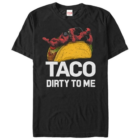 marvel men's deadpool taco dirty to me t-shirt