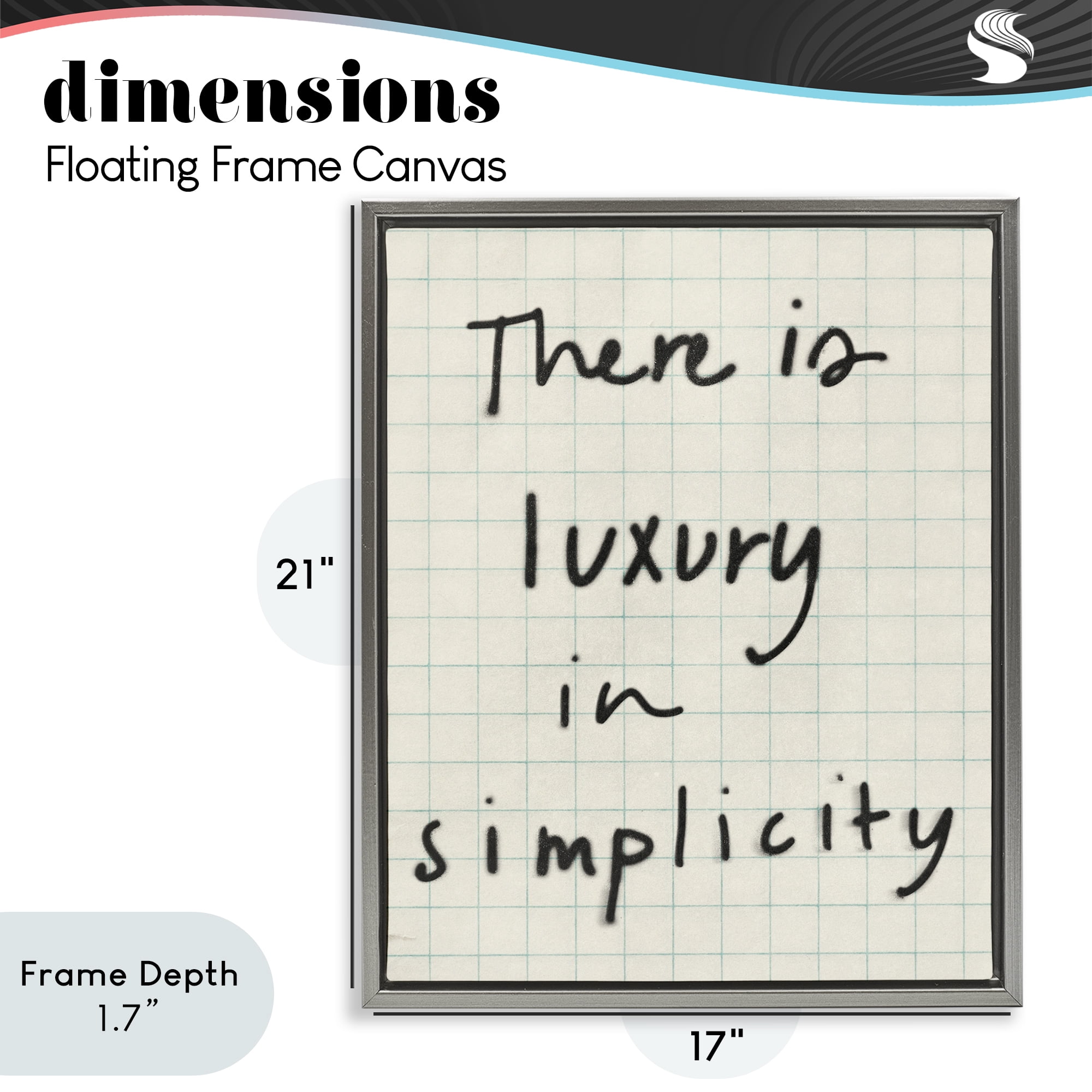 Stupell Industries Luxury In Simplicity Scrawl Gray Framed Floater Canvas Wall Art, design by Victoria Barnes