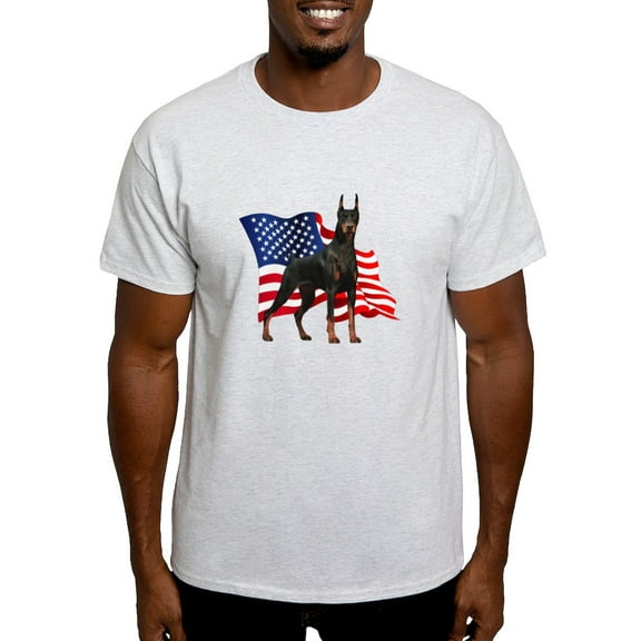CafePress - American Flag Doberman Light T Shirt - Men's Classic Graphic T-Shirt