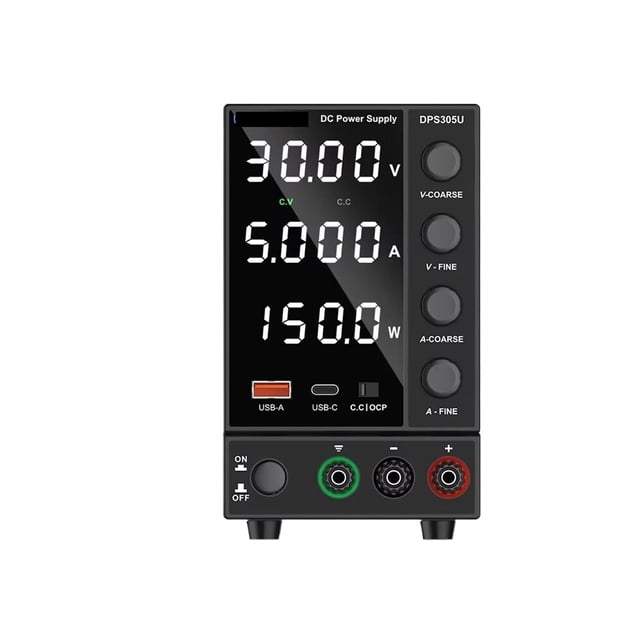Bloc d'Alimentation CC, Bloc d'Alimentation de Comptoir avec Bouton Codeur, Recharge Rapide USB et Type‐C, Bloc d'Alimentation Réglable, Facile à Utiliser