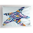 thumbnail image 1 of Starfish Pillow Sham Cartoon Styled Starfish with Summer Season Vacation Accessories Striped Backdrop, Decorative Standard King Size Printed Pillowcase, 36 X 20 Inches, Multicolor, by Ambesonne, 1 of 2