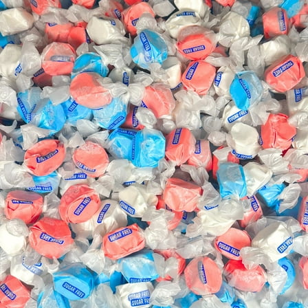 Assortit Sugar Free Berry Taffy Mix, Raspberry, Strawberry And Vanilla Flavors, Chewy And Individually Wrapped, 1 Lb (16 Oz)