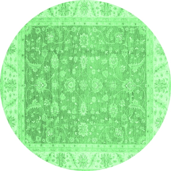 Ahgly Company Indoor Round Oriental Emerald Green Traditional Area Rugs, 8' Round