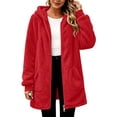 thumbnail image 5 of QIYAGBSA Sherpa Fleece Jackets for Women Hooded Full Zip Fuzzy Plush Long Sleeve Mid Length Coats with Patch Pockets Fall Winter Warm Outerwear, 5 of 9