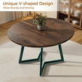 thumbnail image 6 of KATBOC 47in Round Dining Table Set with 6 Boucle Chairs, Solid Walnut Modern Farmhouse Kitchen Table for 4-6 People, Dining Room, Dark Brown & White, 6 of 7