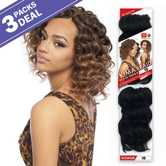 Harlem 125 Synthetic Hair Braids Kima Braid Ocean Wave 8Inch (3-Pack, T1B/2