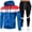 Blue, variant on Turilly Mens Outfits 2 Piece Colorblock Full Zip Hoodie Joggers Set Tri Color Fleece Tracksuit With White Detail Pants